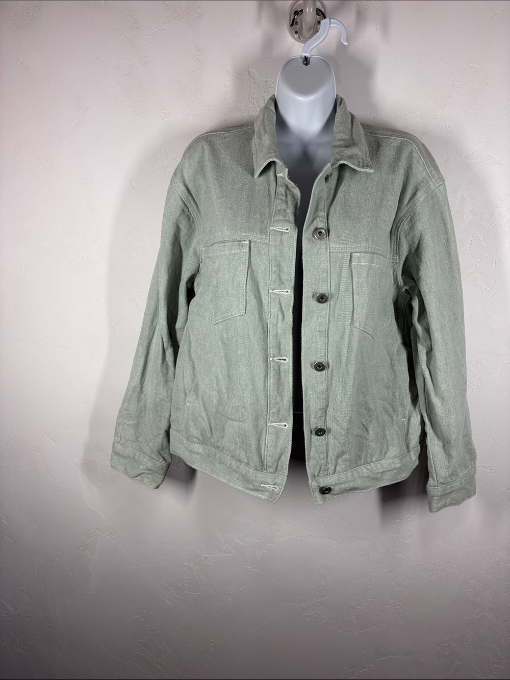 Miss Love Light Sage Jean Jacket size small